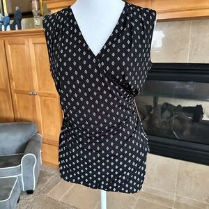 White House Black Market Black and White Patterned Blouse